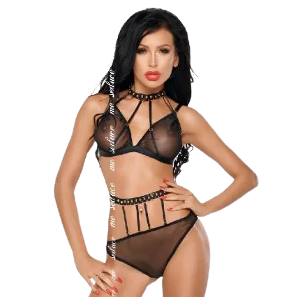 Me-Seduce – Dotty Tvådelat Lingerisett | Svart | Storlek L/XL