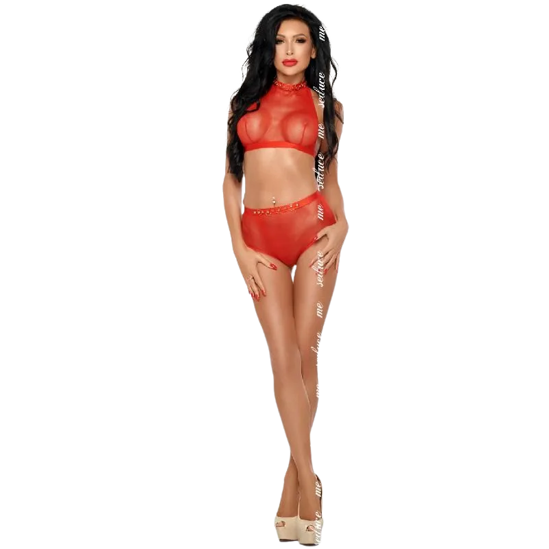 Me-Seduce - Mona Set, Black Diamond Collection | Röd | Storlek L/XL