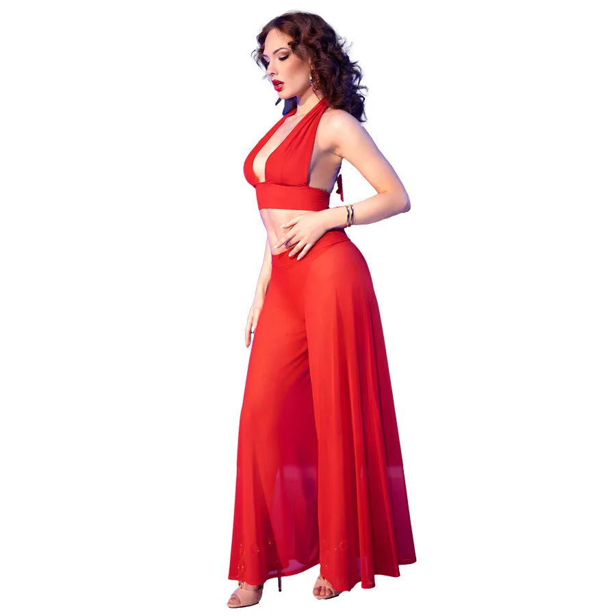 Chilirose CR 4857 Röd Spetstopp och Trosor Lingeriset – Storlek L