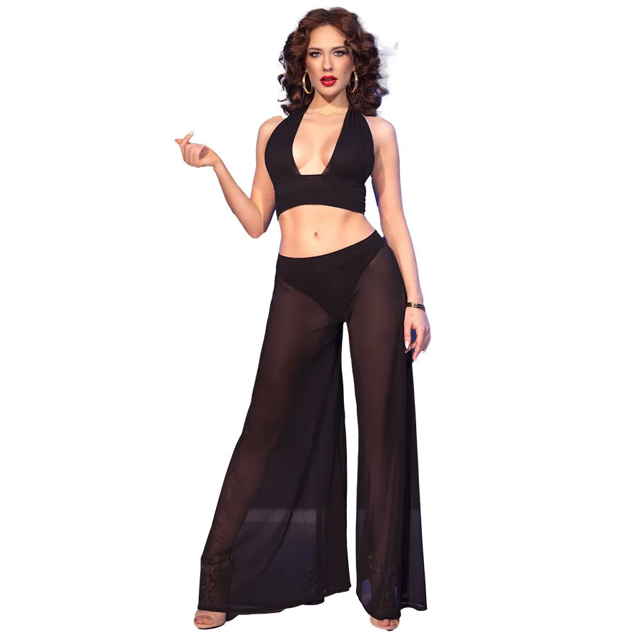 Chilirose CR 4857 Svart Spetstopp och Trosor Lingeriset – Storlek M