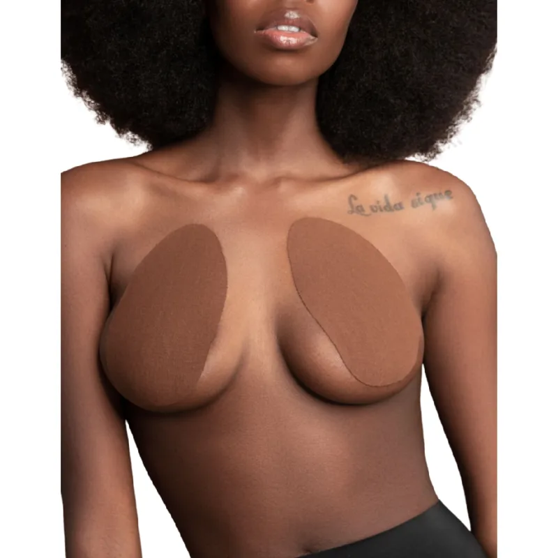 Bye-Bra Breast Enhancer & Lift Pads med 3 par satinbruna bröstvårtstäckare – Kupa F/H