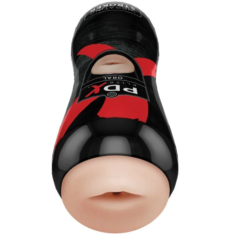 PDX Elite Vibrating Oral Stroker - Realistisk Texturerad Masturbator med Vibrerande Kula