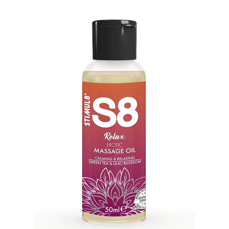 STIMUL8 S8 Relax Erotisk Massageolja – Grönt Te & Syrenblomma | 50 ml