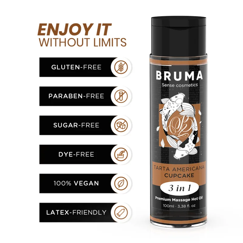 Bruma - Premium 3-i-1 Värmande Massageolja Cupcake-smak - 100ml