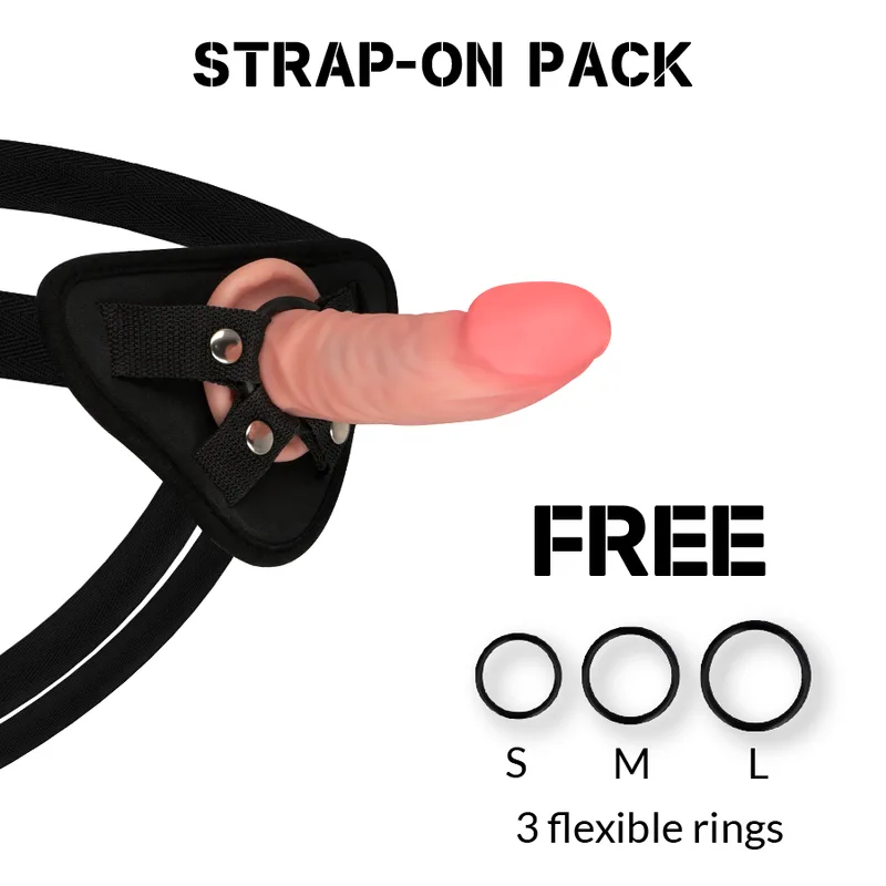 Rockarmy Strap-On Harness Set with Dual Density Tiger Realistic Dildo – 14 cm Length x 4.46 cm Diameter