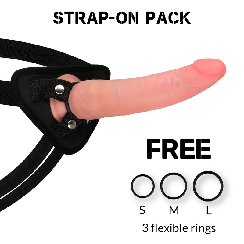 Rockarmy - Adjustable Harness & Dual Density Crusader Strap-On Set | 21.5 cm x 4.46 cm