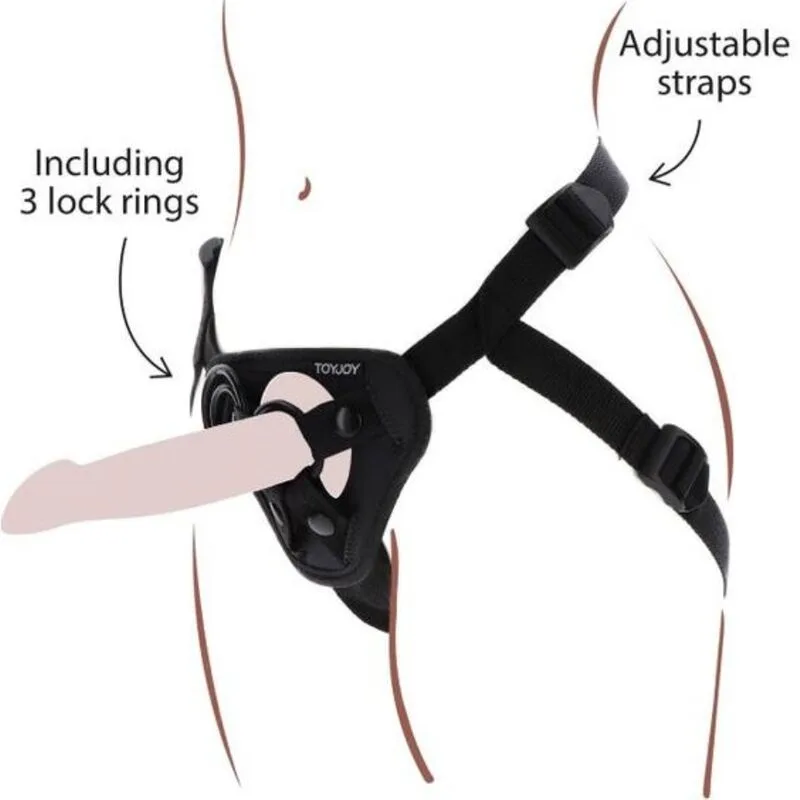 Get Real Strap-On Harness – Justerbar Svart Dildobälte med Vibrationsficka