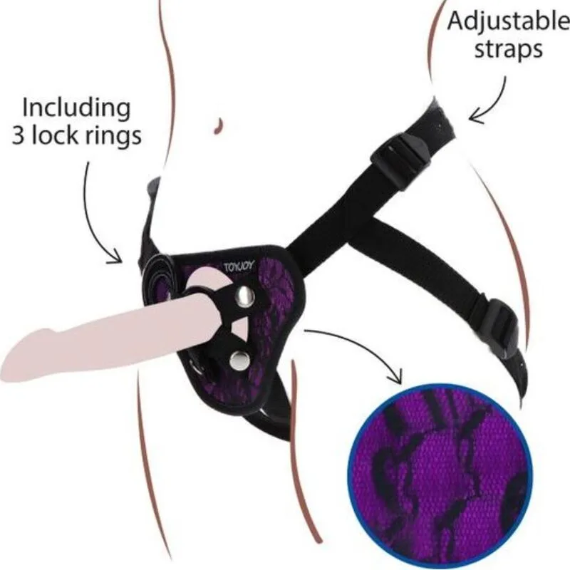 Get Real Strap-On Spetsselesett med Silikonringar i Flera Storlekar – Lila