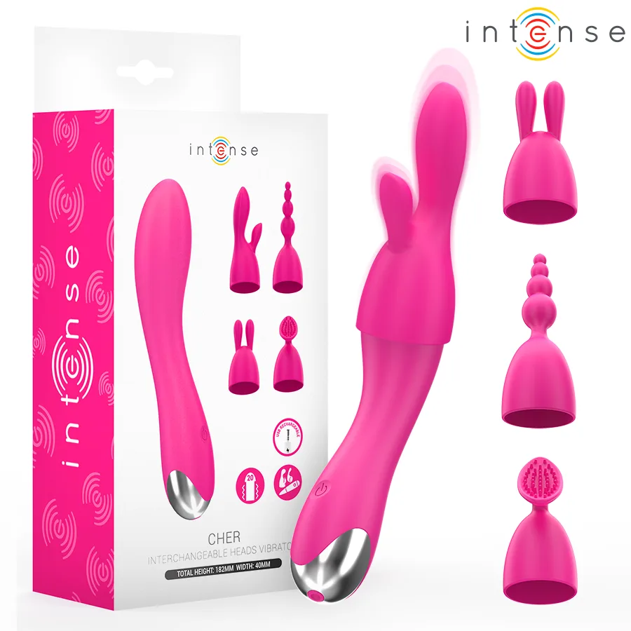 Intense Cher Vibrator – 20 vibrationsmönster & 4 utbytbara stimuleringsaufsatser