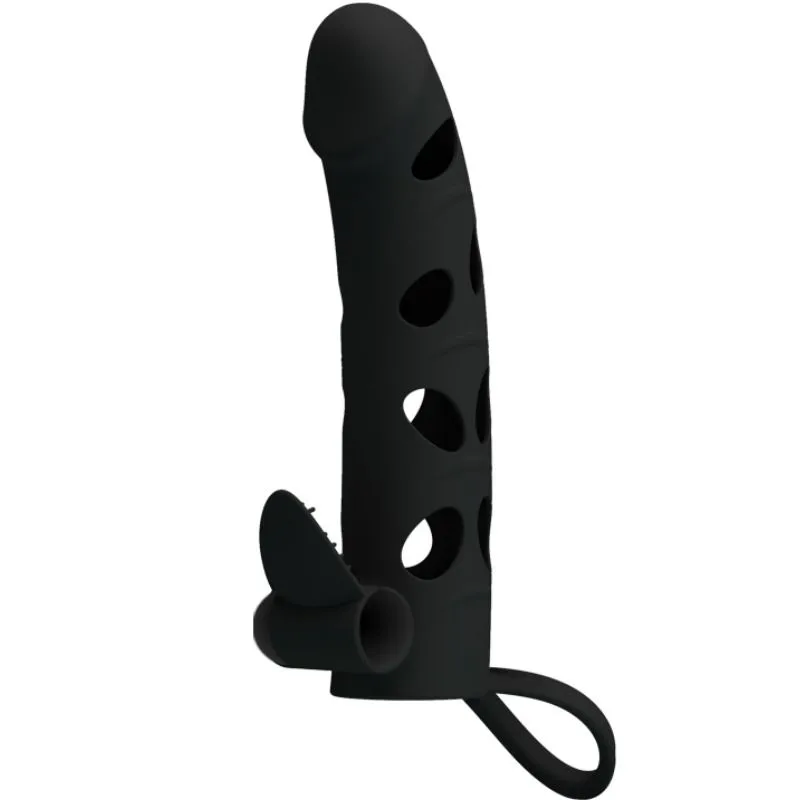 Pretty Love - Vibrating Silicone Penis Sleeve with Clitoral Stimulation, 15.2 cm