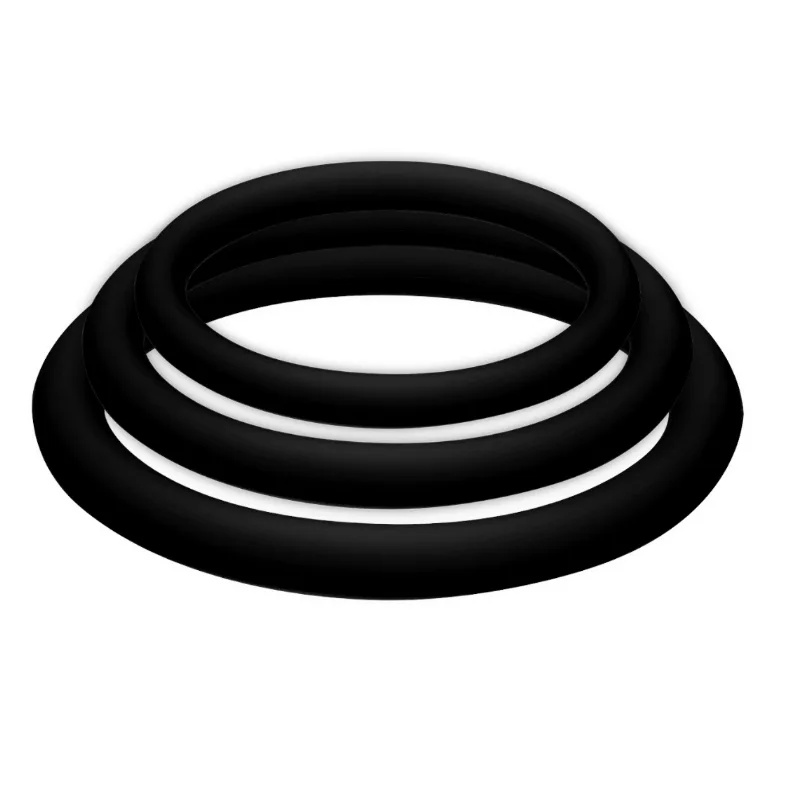Joydivision POTENZduo Plus 3 Svart Silikonring Set – Storlekar S, M & L