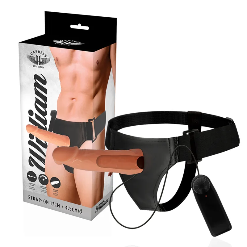 Harness Attraction - Willian Hollow Strap-On Harness med Vibrator – 17 cm längd x 4,5 cm diameter