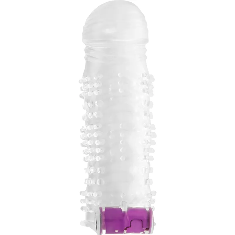 Ohmama - Textured Penis Extension Sheath with Vibrating Bullet for Couples