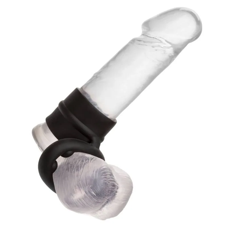 Calexotics - Alpha Dual Magnum Flytande Silikon Penis- och Scrotumstödring - Svart