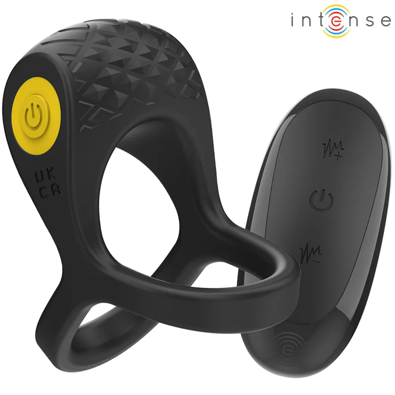 Intense - Alex Dual Vibrating Penis Ring with Remote Control | 10 Vibration Modes | Black