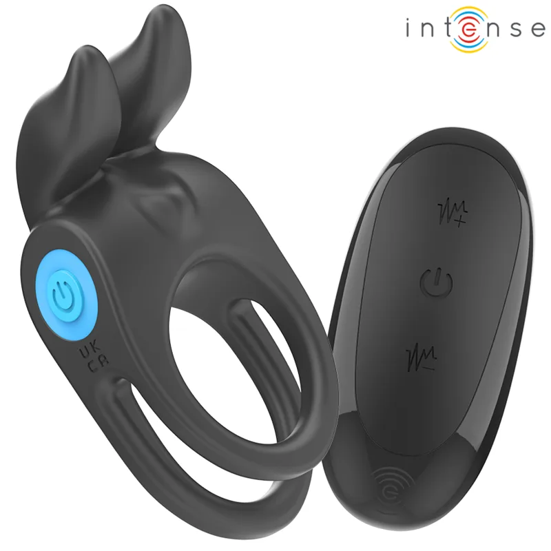 Intense – SAM Vibrating Double Penis Ring with Remote Control | 10 Vibration Modes | Black