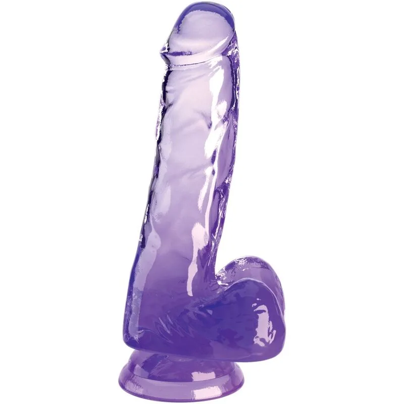 King Cock Clear Realistisk Dildo med Anatomiska Testiklar - 13,5 cm Införbar Längd - Lila