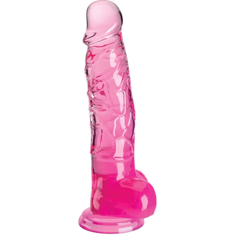 King Cock Clear - Realistisk Transparent Dildo med Testiklar 16,5 CM Rosa Ton