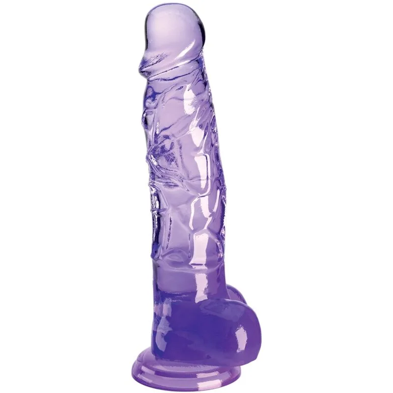 King Cock Clear Realistisk Dildo med Testiklar – 16,5 cm Insättningsdjup – Lila