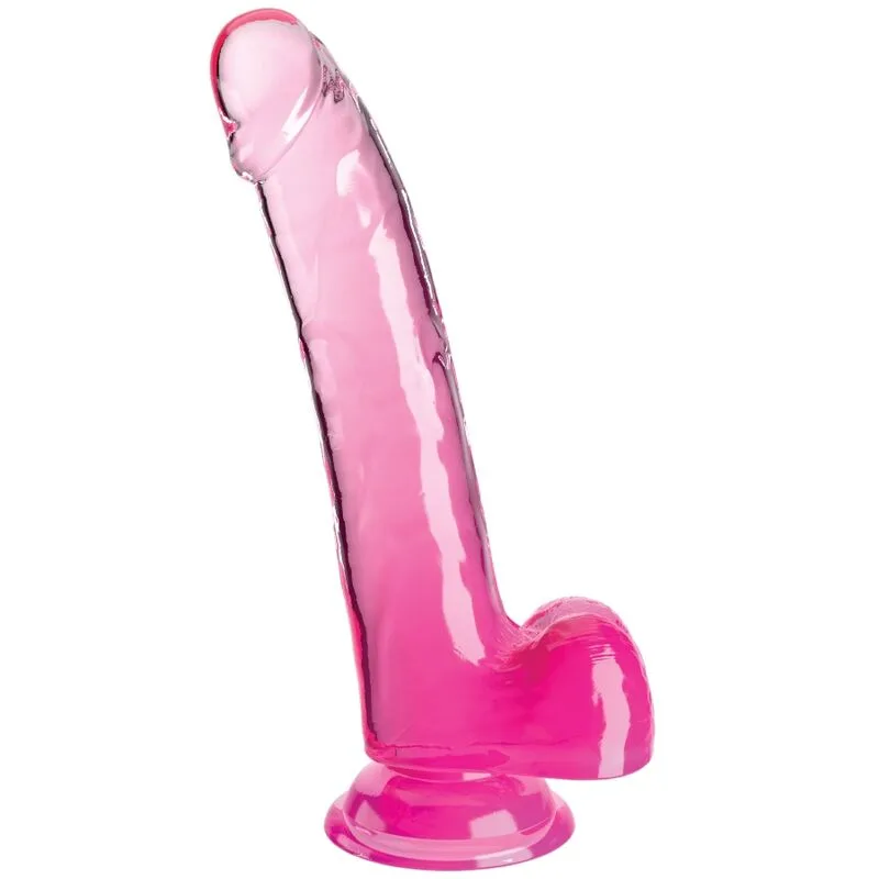 King Cock Clear Realistisk Dildo med Testiklar - 20,3 cm Insertionslängd - Rosa