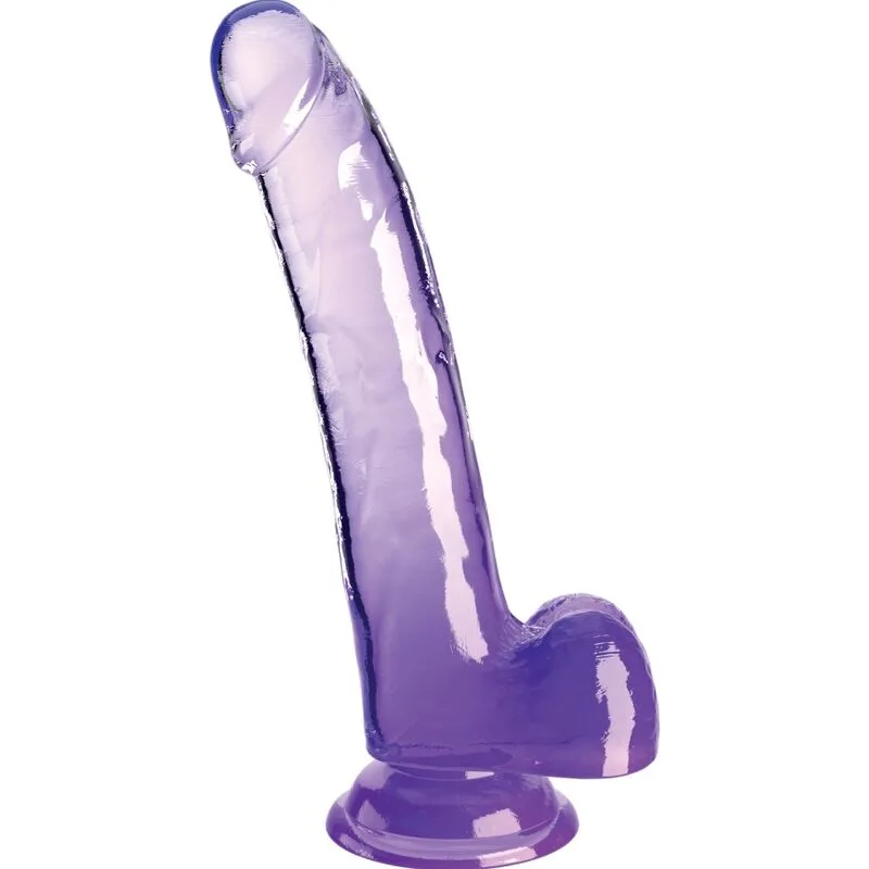 King Cock Clear Realistisk Dildo med Testiklar – 20,3 cm Insertionslängd – Lila