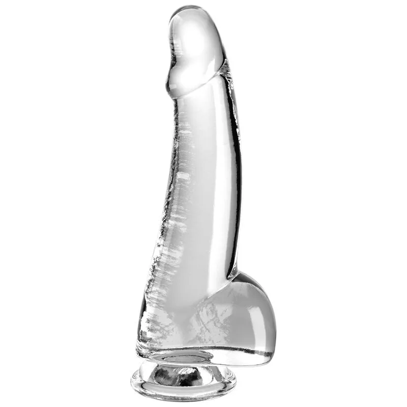 King Cock Clear Realistisk Dildo med Testiklar - 15,2 cm Inserterbar Längd, Transparent