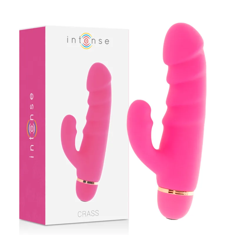 Intense Crass 20-Speed Medical-Grade Silicone Vibrator with Clitoral Stimulator – Pink