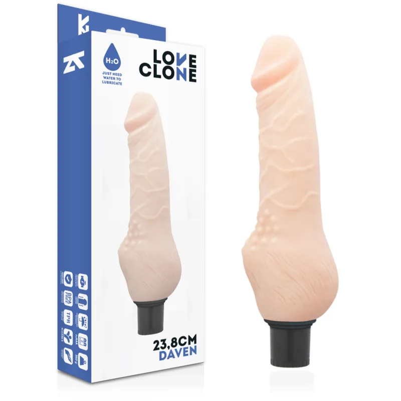 Loveclone Daven Självsmörjande Realistisk Vibrator – 23,8 cm Längd / 3,8 cm Diameter