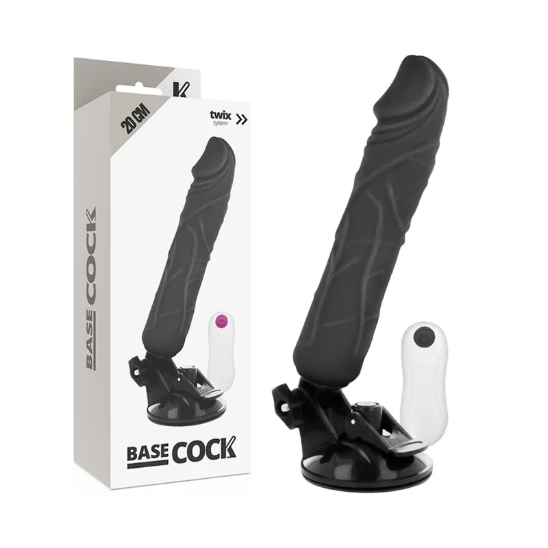 Basecock Realistisk Vibrerande Dildo med Fjärrkontroll – Svart, 20 cm x 4 cm