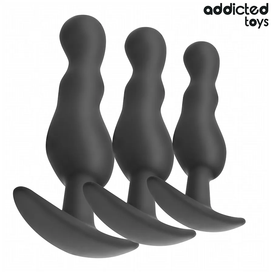 Addicted Toys – Graduerat Analträningsset i Silikon med 3 Pluggar – Modell 1