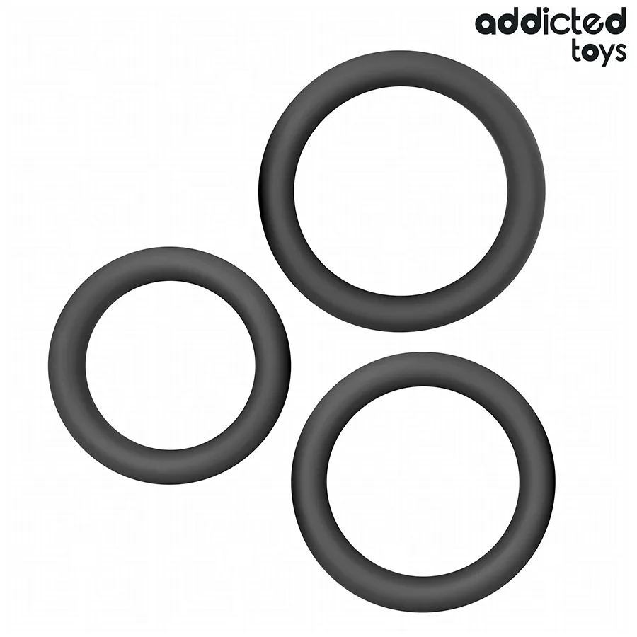 Addicted Toys - Set med platta silikonisringar för penis (3 storlekar)