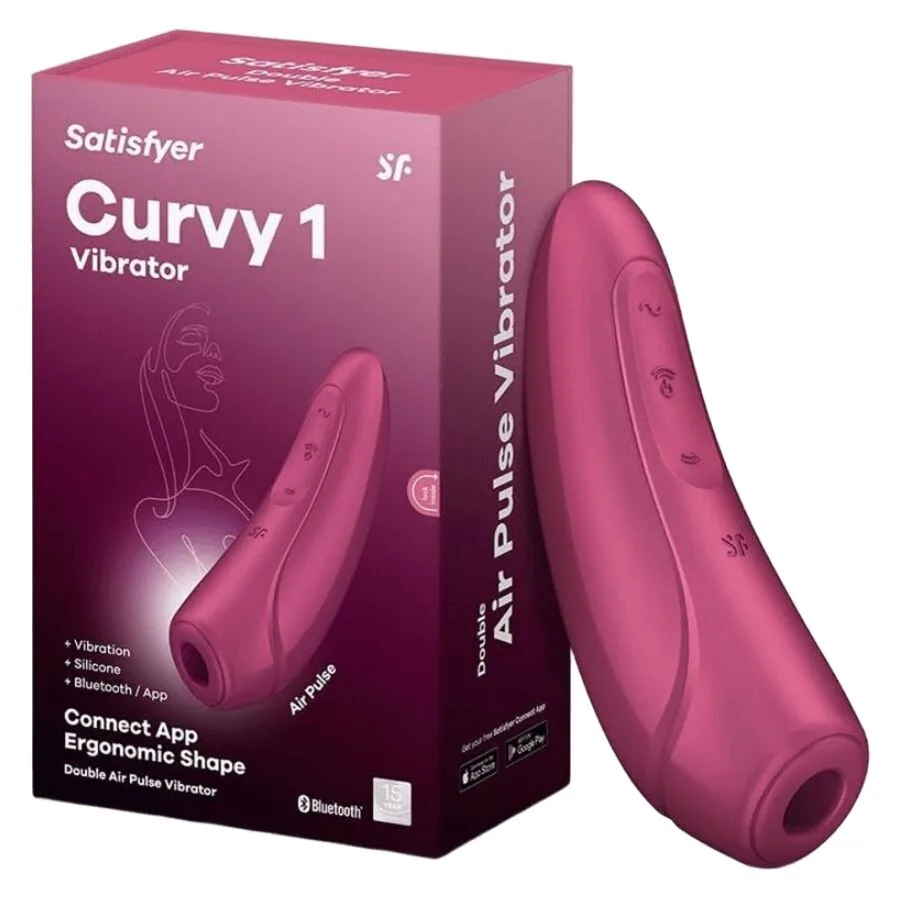 Satisfyer Curvy 1 Clitoral Pressure-Wave Stimulator – Red/Pink