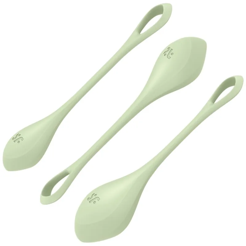 Satisfyer Yoni Power 2 Kegel Training Set – Medical-Grade Silicone Ben Wa Balls (Green)