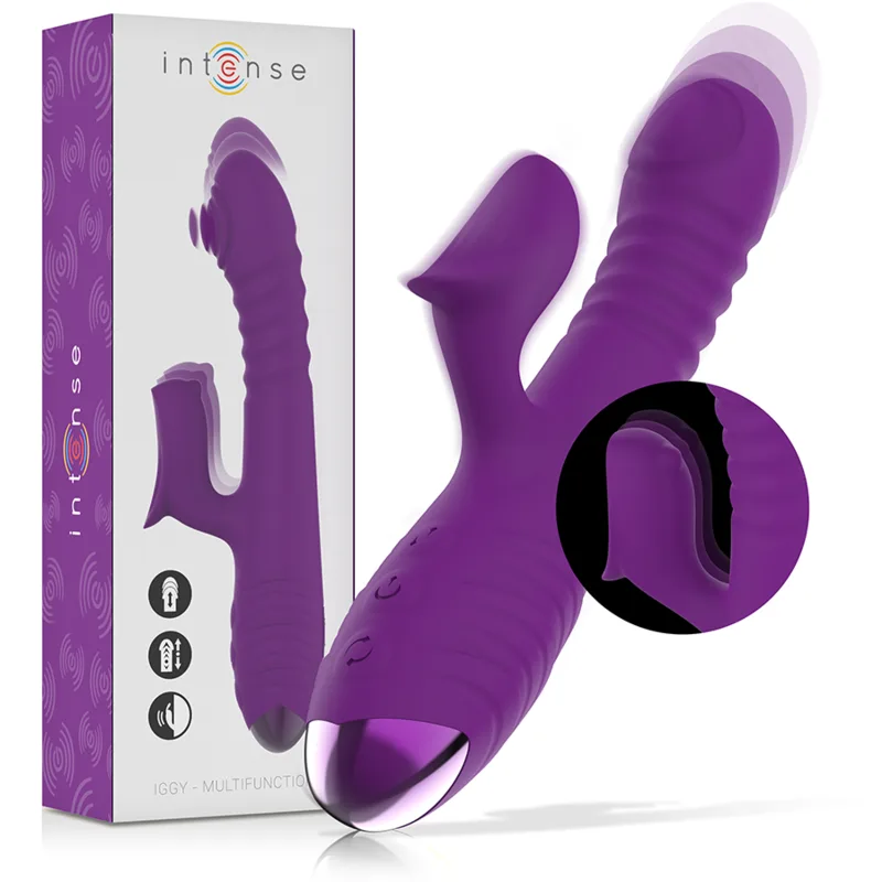 Intense - Iggy Multifunction Rechargeable Vibrator with Up & Down Motion and Clitoral Stimulator – Purple