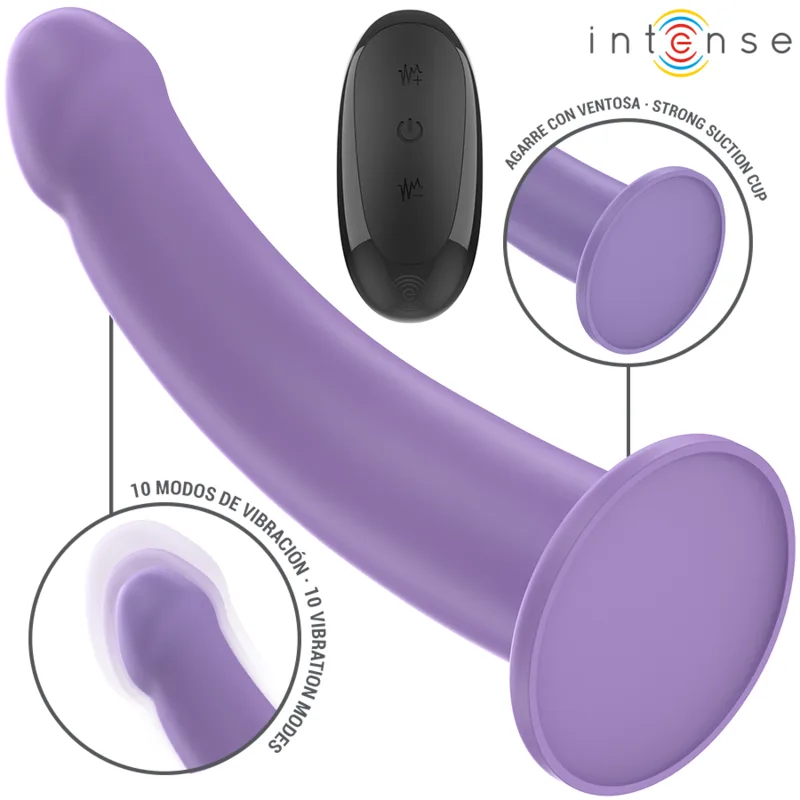 Intense Eddie Vibrerande Dildo – 17,5 cm, 10 Vibrationsmoder, Fjärrkontroll, Lila