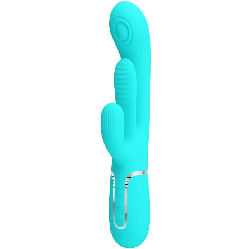 Pretty Love Shania Triple Rabbit Multifunktionsvibrator 3-i-1 – Blå