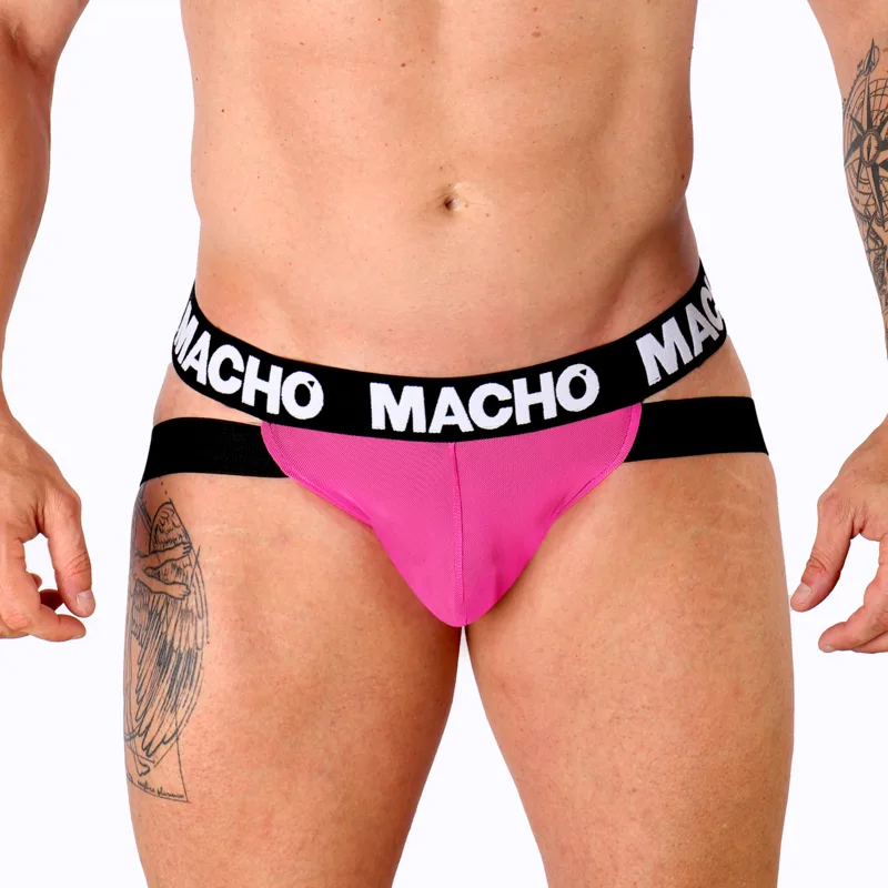 Macho MX28FR Jock Neon Pink - Anatomiskt Stödjande Jockstrap för Män (Large)