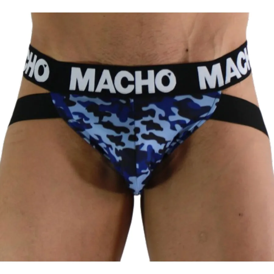 Macho MX28MA Military Jockstrap – Atletiskt stödunderplagg för män, blå, storlek M
