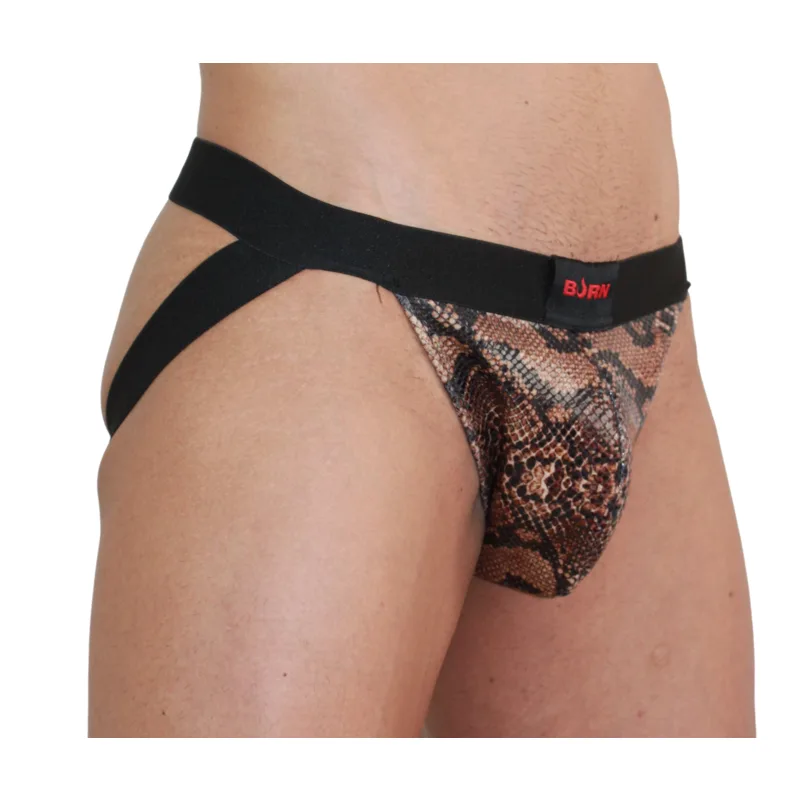 BURN 002 Jock Snake Herr Jockstrap – Svart, Storlek XL