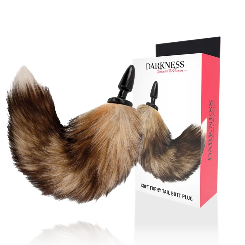 Darkness - Natural Fur Tail with Silicone Anal Plug 10 cm