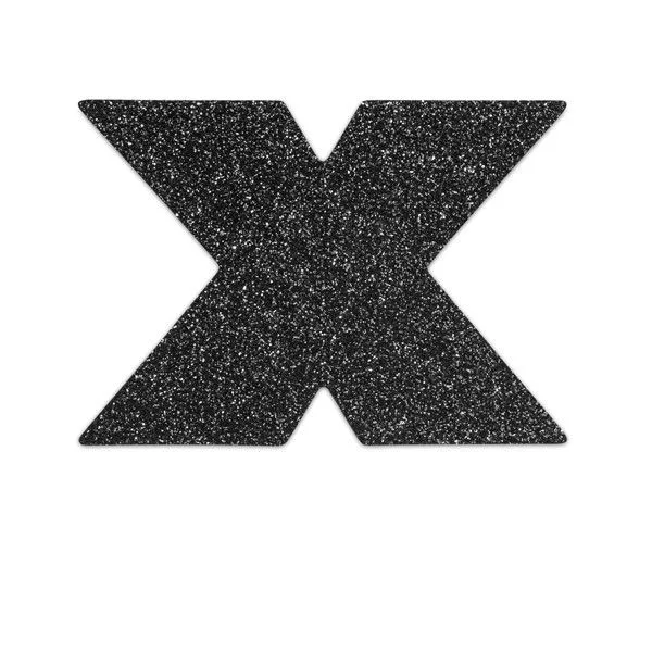 Bijoux Indiscrets Flash Cross Svarta Glitter Nipple Covers – Självhäftande Kroppsdekoration